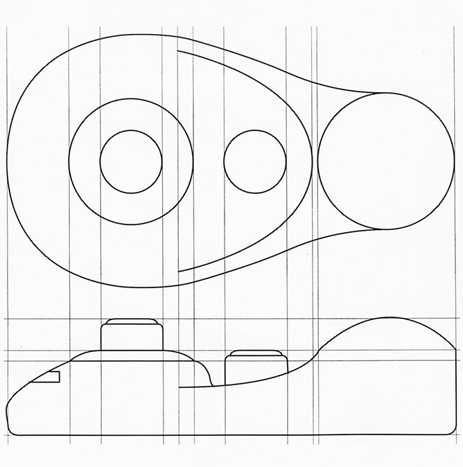 Orthographic line-drawing of concept in Illustrator